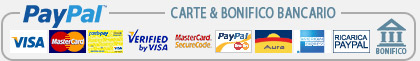 Paga con Paypal, Master Card, Visa, Poste Pay, Bonifico bancario